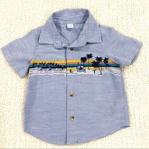 Old Navy Chambray Beach Scene Button Down Shirt 2T